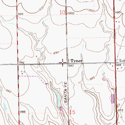 Topographic Map of Tyner, OK