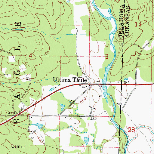 Topographic Map of Ultima Thule, OK