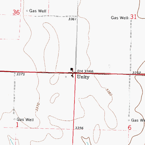 Topographic Map of Unity, OK