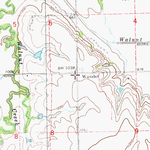 Topographic Map of Wandel, OK