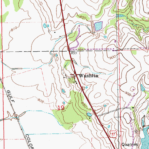 Topographic Map of Washita, OK