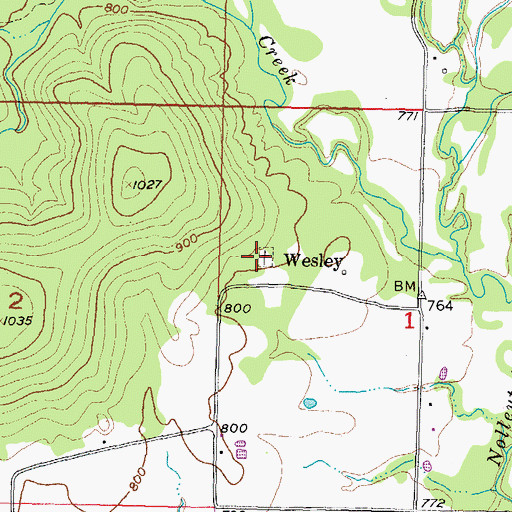 Topographic Map of Wesley, OK