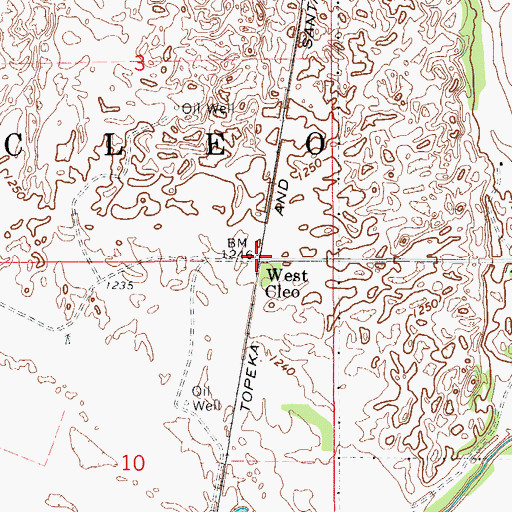 Topographic Map of West Cleo, OK
