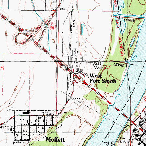 Topographic Map of West Fort Smith, OK