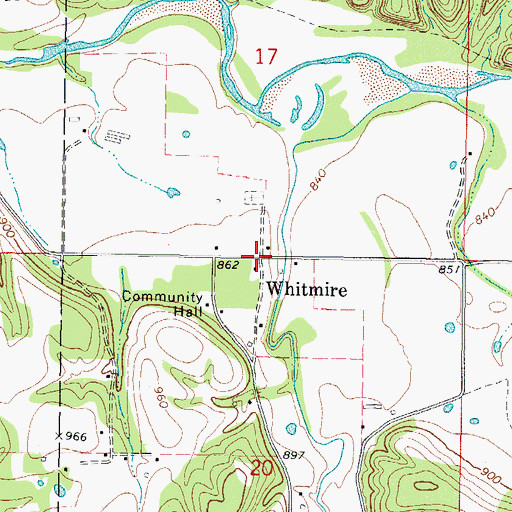 Topographic Map of Whitmire, OK