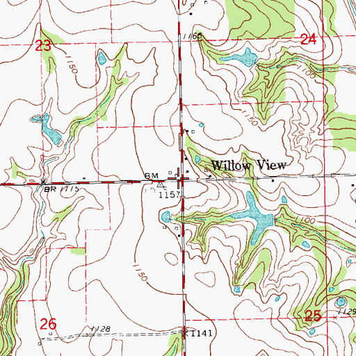 Topographic Map of Willow View, OK