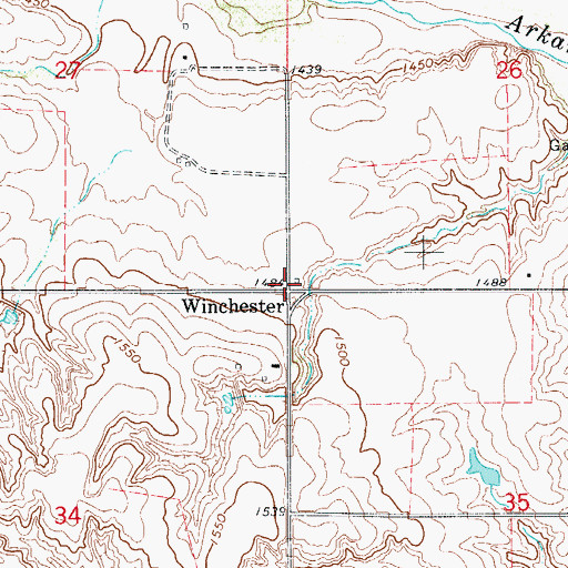 Topographic Map of Winchester, OK