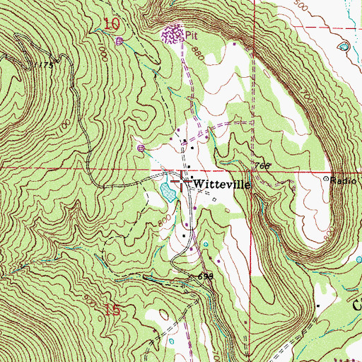 Topographic Map of Witteville, OK