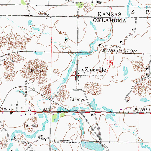Topographic Map of Zincville (historical), OK