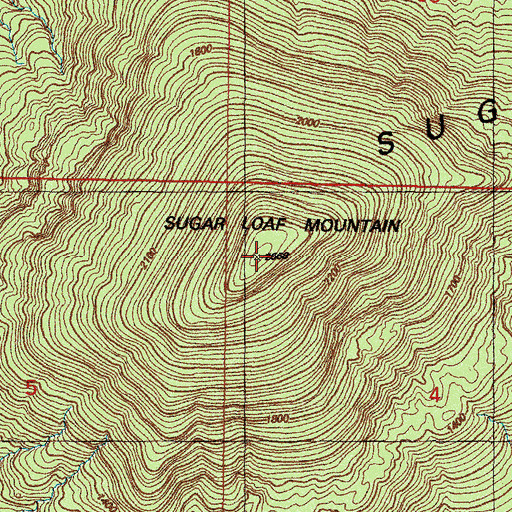 Topographic Map of Sugar Loaf Mountain, OK