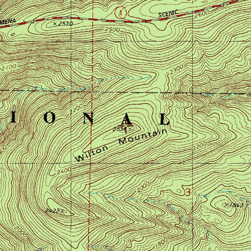 Topographic Map of Wilton Mountain, OK