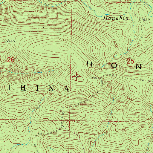 Topographic Map of Honobia Mountain, OK