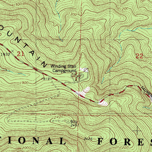Topographic Map of Winding Star Campground, OK