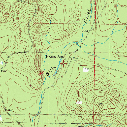 Topographic Map of Billy Creek Campground, OK
