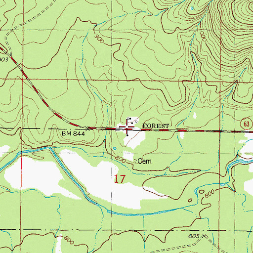 Topographic Map of Big Cedar Work Center, OK