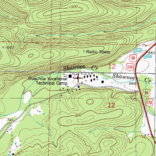 Topographic Map of Jim E Hamilton Correctional Center, OK