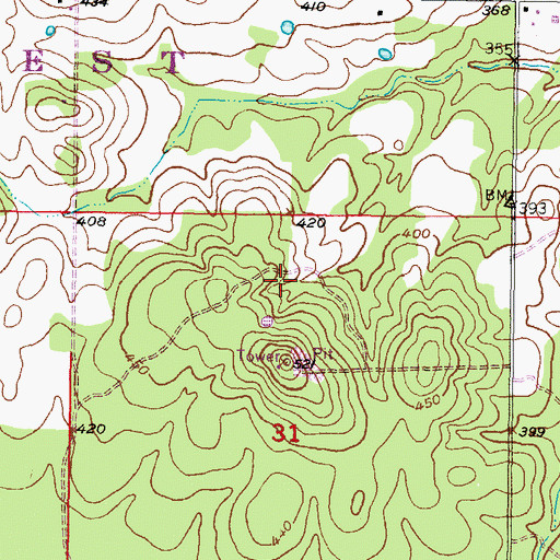 Topographic Map of Jadie Lookout, OK