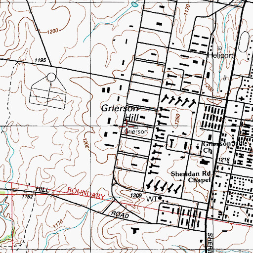 Topographic Map of Grierson Hill, OK