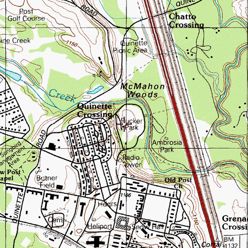 Topographic Map of Rucker Park, OK