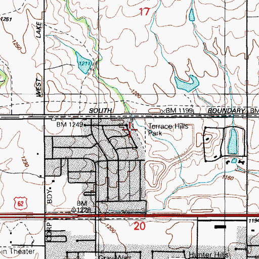 Topographic Map of Terrace Hills Park, OK