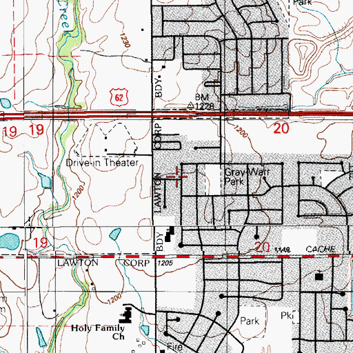 Topographic Map of Gray-Warr Park, OK