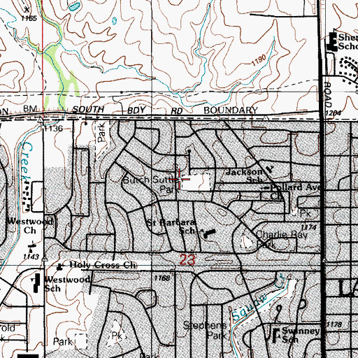 Topographic Map of Butch Suttle Park, OK