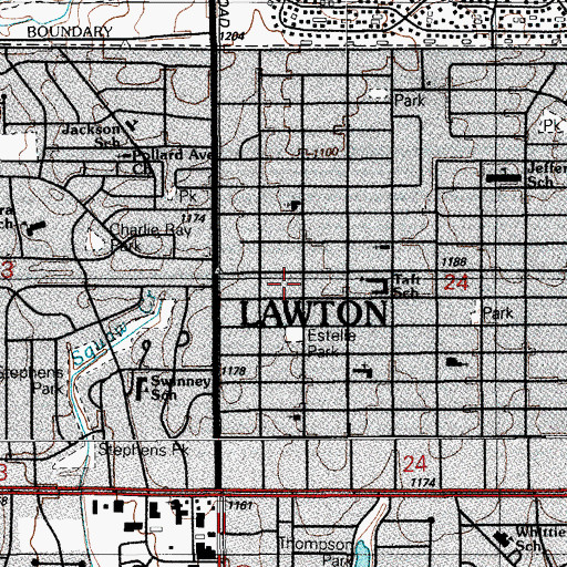 Topographic Map of Estelle Jones Park, OK