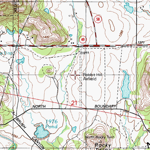 Topographic Map of Rabbit Hill Airfield (historical), OK