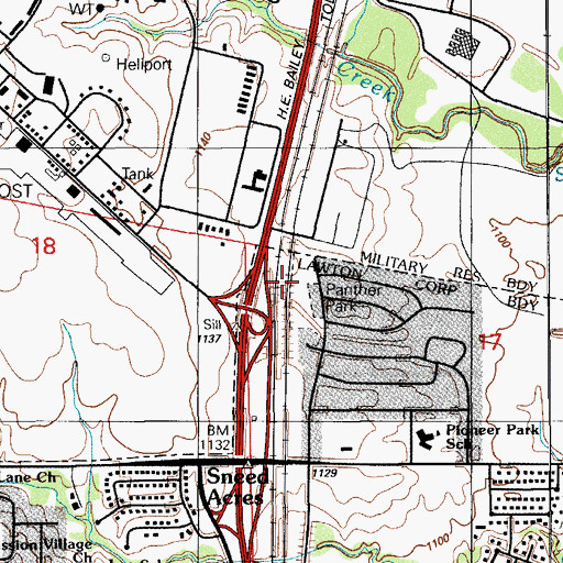 Topographic Map of Panther Park, OK