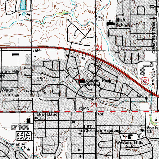 Topographic Map of Crosby Park Elementary School, OK