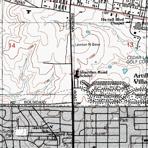Topographic Map of Sheridan Road Elementary School, OK