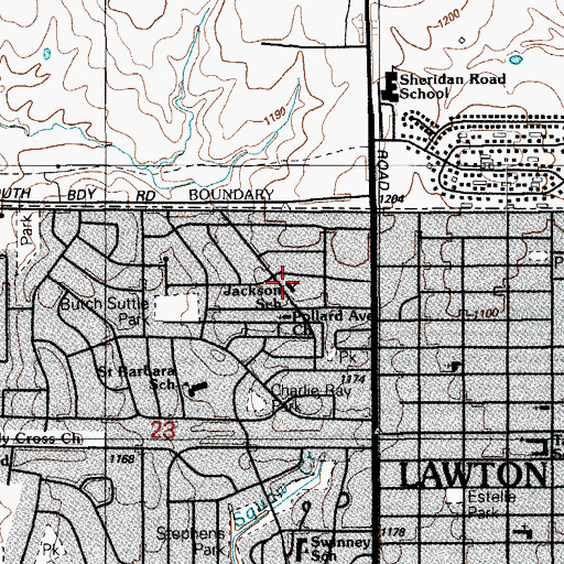Topographic Map of Jackson Elementary School, OK