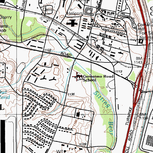 Topographic Map of Geronimo Road Elementary School, OK