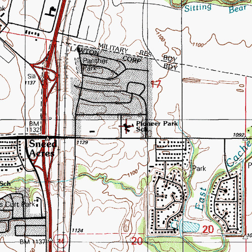Topographic Map of Pioneer Park Elementary School, OK
