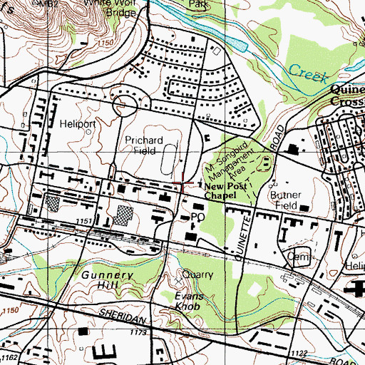 Topographic Map of New Post Chapel, OK