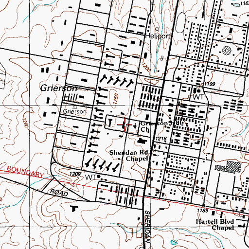 Topographic Map of Grierson Hill Church, OK