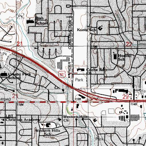Topographic Map of Cache Road Church, OK