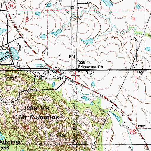 Topographic Map of Primitive Church, OK