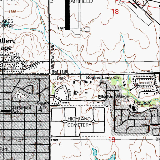 Topographic Map of Rogers Lane Church, OK
