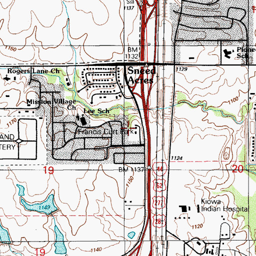 Topographic Map of Comanche Church, OK