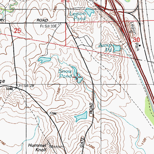 Topographic Map of Snow Pond, OK