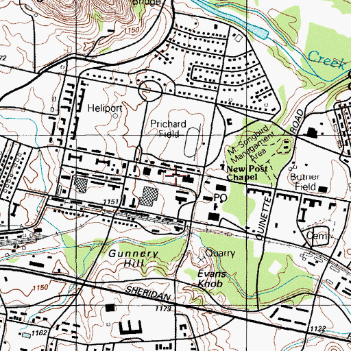 Topographic Map of Nye Library, OK