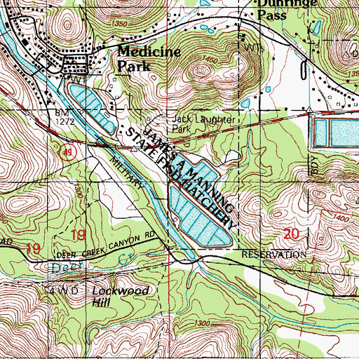 Topographic Map of James Arthur Manning State Fish Hatchery, OK