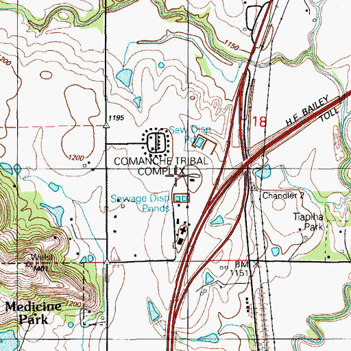 Topographic Map of Comanche Tribal Complex, OK