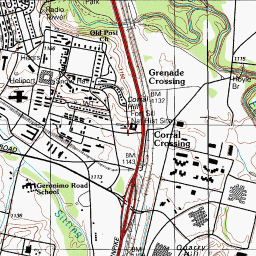 Topographic Map of Fort Sill National Historic Site, OK