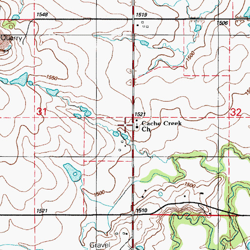 Topographic Map of Cache Creek Full Gospel Church, OK