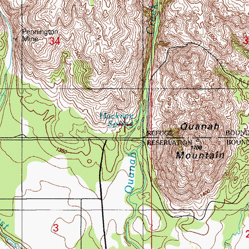 Topographic Map of Hackney Spring, OK