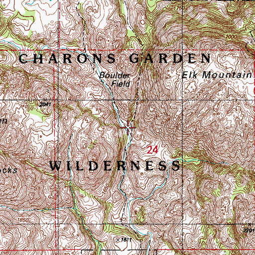 Topographic Map of Boulder Field, OK
