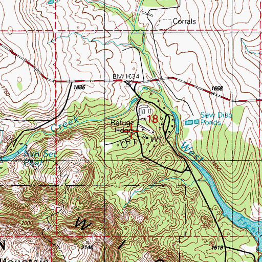 Topographic Map of Wichita Mountains National Wildlife Refuge Headquarters, OK