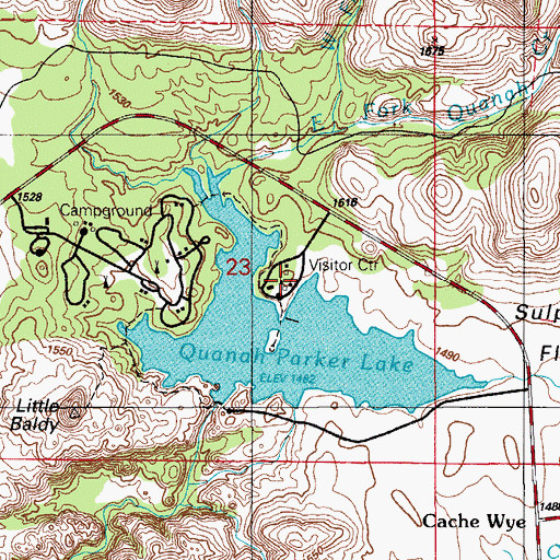 Topographic Map of Quanah Parker Lake Visitor Center, OK